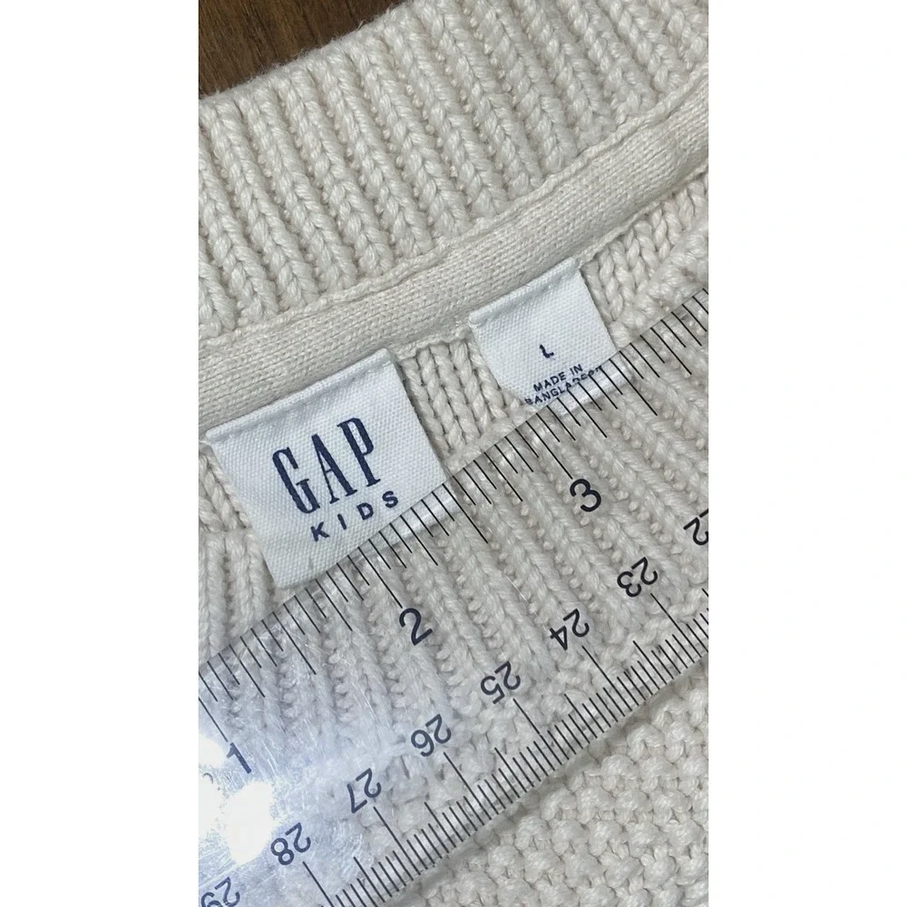 Gap Kids Big Girls Cable Knit Sweater Ivory Size Large Fall Winter 100% Cotton